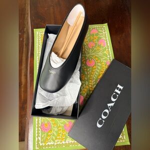 Coach New in Box Houston Leather Ballet Black size 9